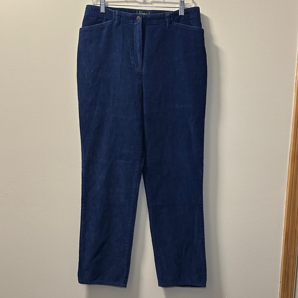 Lauren Ralph Lauren Women’s Blue Cotton Corduroy Tapered Pant Sz 12